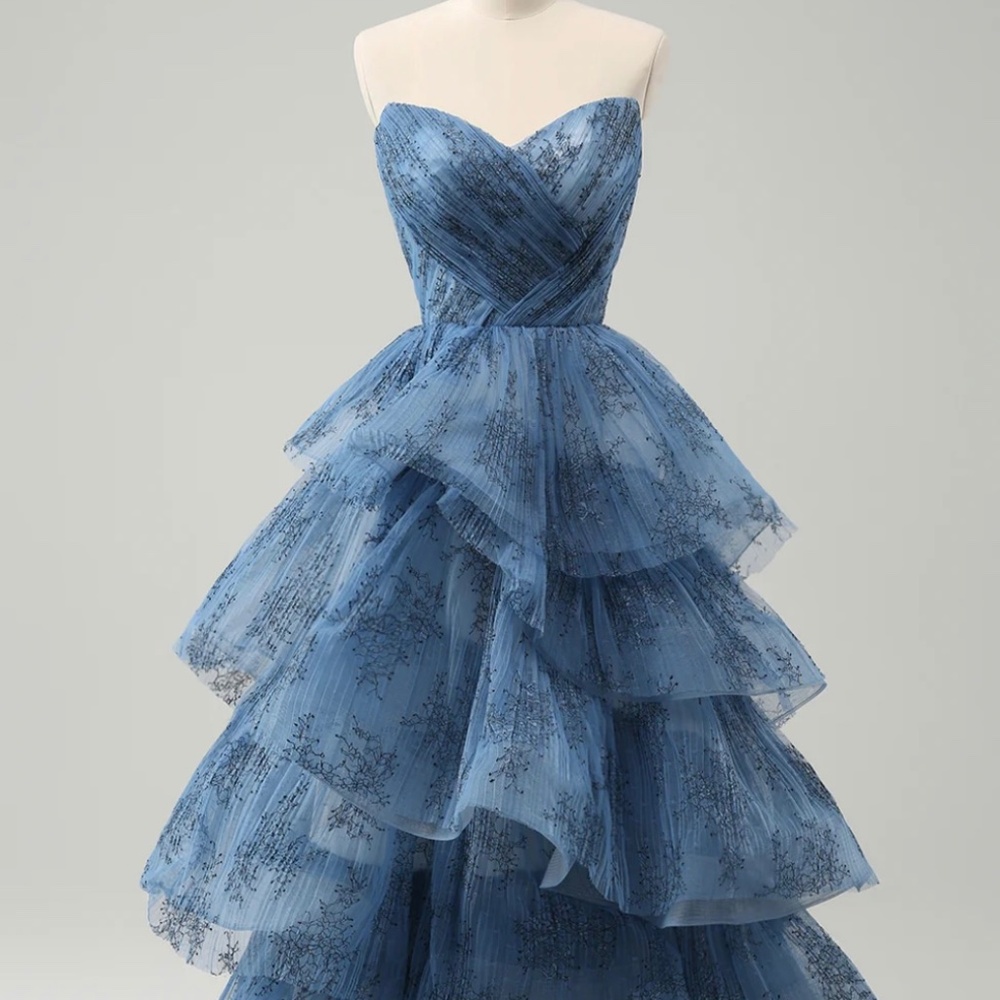 Gray Blue A-line gown